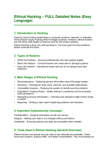 Ethical Hacking Notes: Introduction & Stages