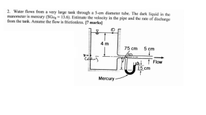 Fluid Mechanics Problems: Pipe Flow & Manometer Calculations