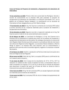 L&iacute;nea de Tiempo de Instalaci&oacute;n de Laboratorio de Inform&aacute;tica