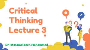 Critical Thinking Lecture 3: Definitions & Techniques