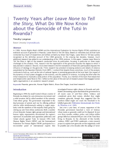 Twenty Years After Leave None to Tell: Rwanda Genocide Research