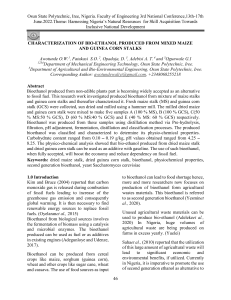Bioethanol from Maize and Guinea Corn Stalks: Characterization