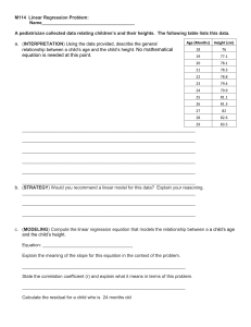 M114 Linear Regression Problem: Children's Age & Height