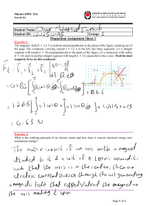 Magnetism Assignment Sheet 1: Physics Problems