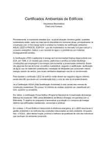 Certificados Ambientais de Edif&iacute;cios: AQUA, LEED e PROCEL