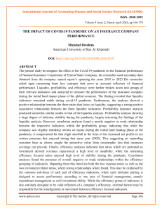 Impact of COVID-19 on Insurance Company Performance