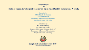 Role of Secondary School Teacher in Ensuring Quality Education