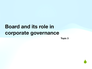 Board Role in Corporate Governance: Topic 3