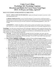 Cedar Crest College Psychology 363 Career Focus Term Paper Directions