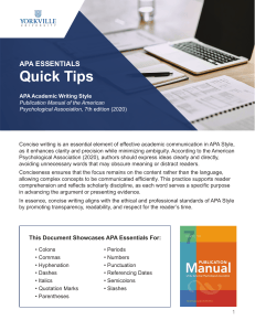 APA Essentials Quick Tips: 7th Edition Guide