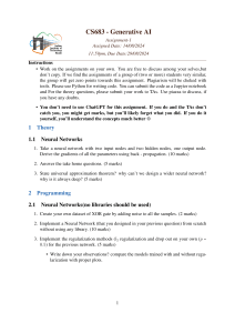 CS683 Generative AI Assignment 1: Neural Networks