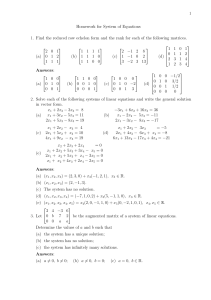 Linear Algebra Homework: Systems of Equations