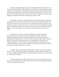 Deep Sea Mining: Impacts and Controversies