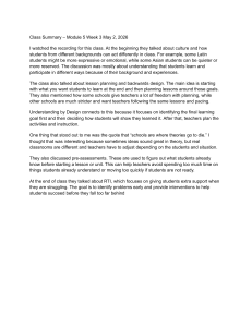 Class Summary: Module 5 Week 3 - Cultural Differences & Lesson Planning