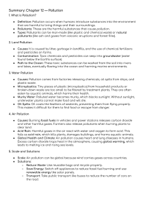 Chapter 12: Pollution Summary & Worksheet