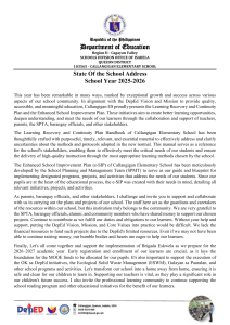 Callangigan Elementary School State of the School Address 2025-2026