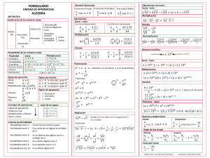 Formulario de &Aacute;lgebra: F&oacute;rmulas y Operaciones Matem&aacute;ticas