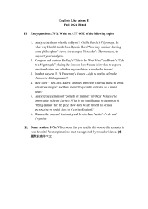 English Literature II Fall 2024 Final Exam Questions