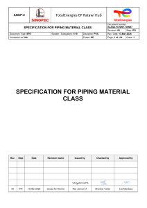 TotalEnergies Piping Material Class Specification