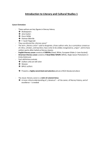 Introduction to Literary and Cultural Studies 1: Canon Formation