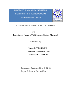 UTM Laboratory Report: Tensile & Compressive Tests