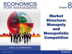 Chapter 8: Market Structure - Monopoly & Monopolistic Competition