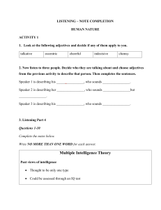 Listening Note Completion: Human Nature Workbook