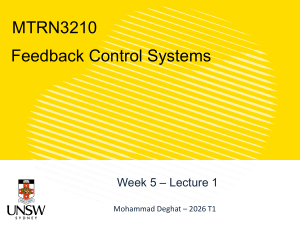 MTRN3210 Feedback Control Systems Week 5 Lecture 1 Root Locus