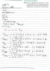 Creep Temperature Calculation for Metals: Textbook Problem