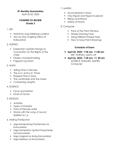 Grade 2 4th Monthly Exam Review April 2024