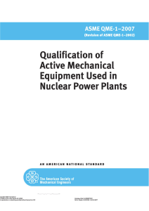 ASME QME-1-2007: Nuclear Power Plant Mechanical Equipment Qualification