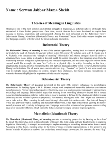 Theories of Meaning in Linguistics