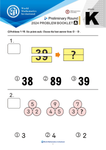 World Mathematics Invitational Grade K 2024 Exam Booklet