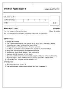Monthly Assessment 1 Mathematics Exam Paper