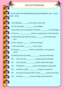 Relative Pronouns Worksheet: Fill in the Blanks Exercises
