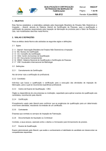 NA-012: Manual de Certifica&ccedil;&atilde;o de Inspetores de Fabrica&ccedil;&atilde;o