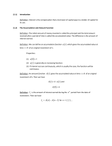 Financial Mathematics: Interest & Accumulation Functions