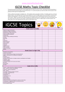 iGCSE Maths Topic Checklist by Grade