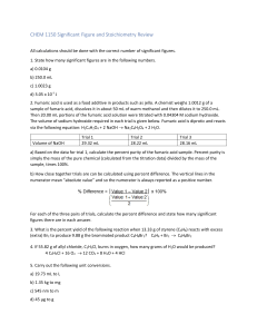 CHEM 1150 Significant Figures & Stoichiometry Review