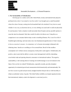 Sustainable Development: A Personal Perspective on Globalization