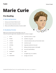 Marie Curie Lesson Plan: Famous People Biography
