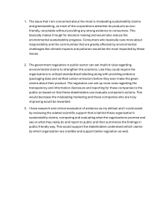 Addressing Greenwashing: Sustainability Claims and Regulation
