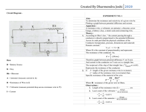 Experiment 1: Resistance & Resistivity of a Wire