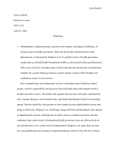 INTL 1101 Final Exam: Globalization & Governance Questions