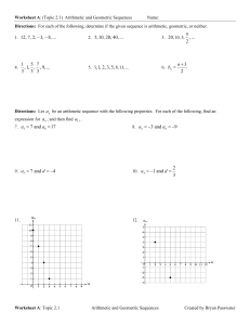 Arithmetic and Geometric Sequences Worksheet