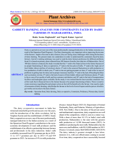 Garrett Ranking Analysis of Dairy Farmer Constraints in Maharashtra