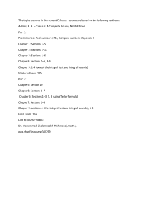 Calculus I Course Syllabus - Adams Textbook, Sharif University
