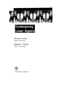 Contemporary Linear Algebra Textbook by Anton & Busby