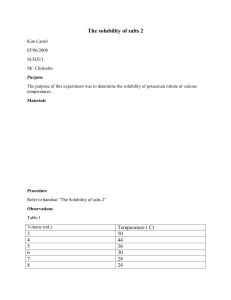 Solubility of Potassium Nitrate Lab Report
