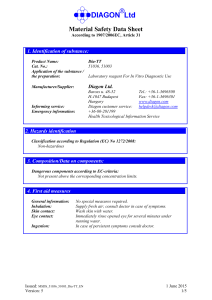 Material Safety Data Sheet for Dia-TT Reagent
